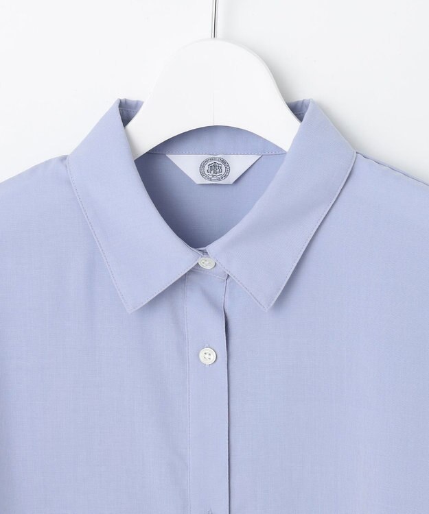 J.PRESS LADIES 【洗える】スパンローン バックプリーツ ブラウス ブルー系