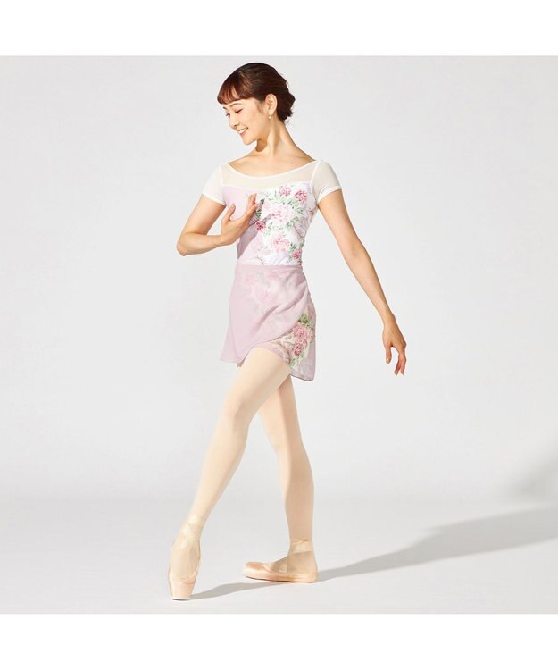 Chacott 【MAY NAGAHISA】巻きスカート グレイッシュローズプリント