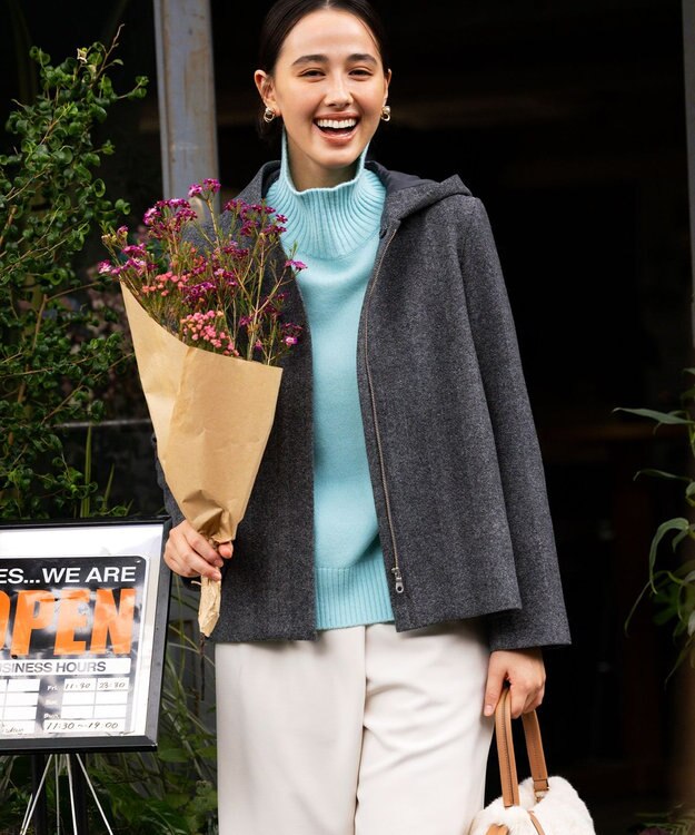 組曲 L 【2WAY】ウールモッサ ショートコート モノトーン系8