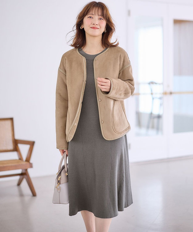 洗える】異素材コンビフレアニット ワンピース / ANY SIS