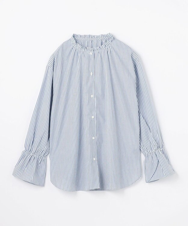 ANY L エニィファンクションハイネックブラウス ブルーストライプ