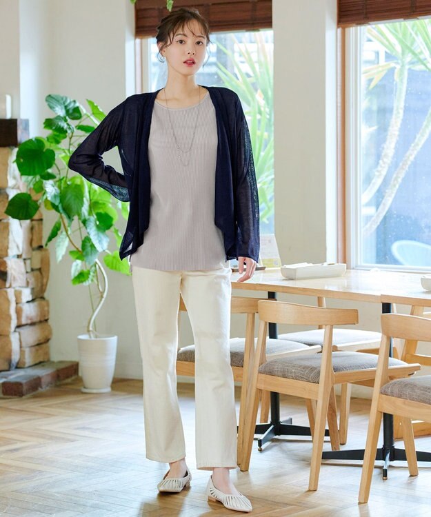 Tiaclasse L 【洗える】ドレープカーディガン ネイビー