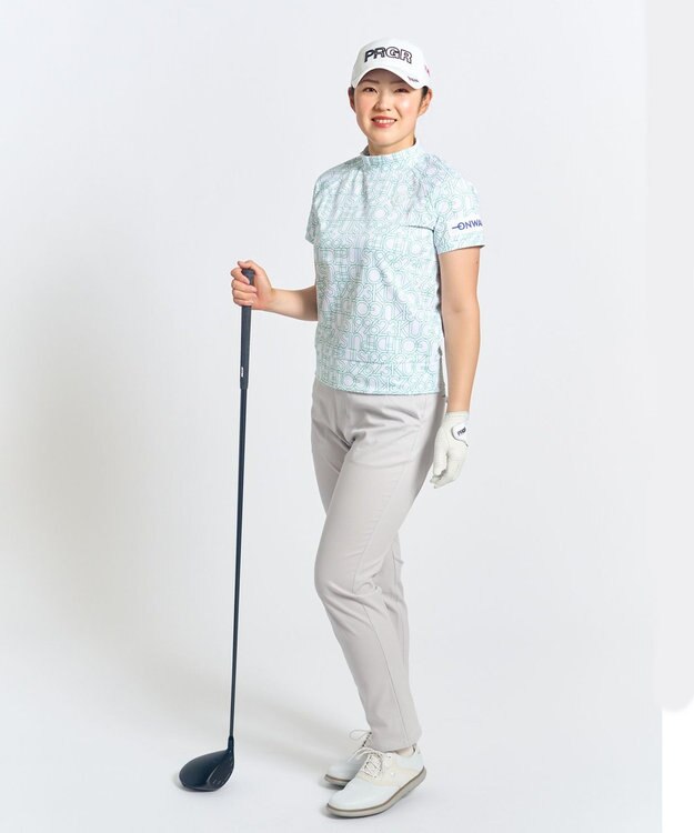 23区GOLF 【辻梨恵プロ着用】【WOMEN】ビッグロゴ モックネック 黄緑系5