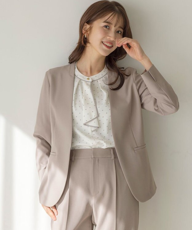 ANY SIS L 【UVカット・接触冷感・吸水速乾】スマートビューティストレッチ ノーカラージャケット グレージュ