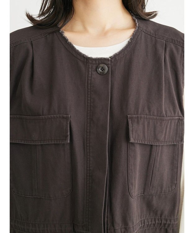 Green Parks ・ＳＵＧＡＲ　ＳＰＯＯＮ　ノーカラーミリタリーベスト Charcoal Gray