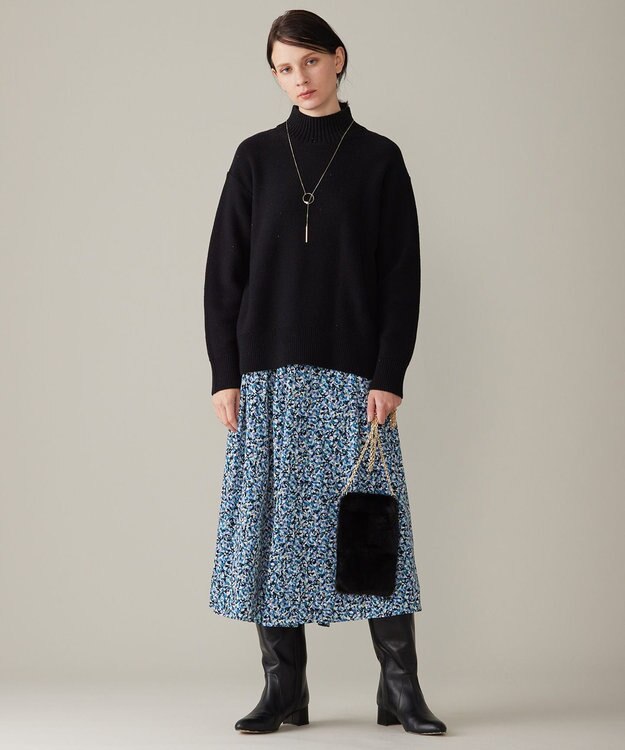 自由区 【洗える】スパングルミドルゲージ ニット ブラック系