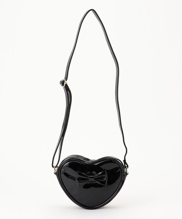 ANY KIDS エナメルハート型 ショルダーバッグ ブラック