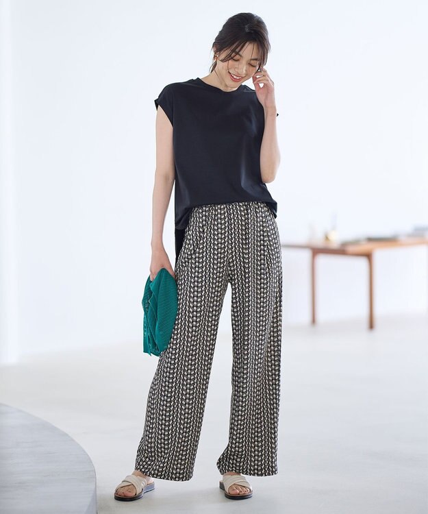 ANY 【汗ジミ防止加工】シルケットスムースノースリーブプルオーバー ブラック