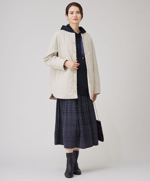 自由区 S 【洗える】パディングキルト アウター ライトベージュ