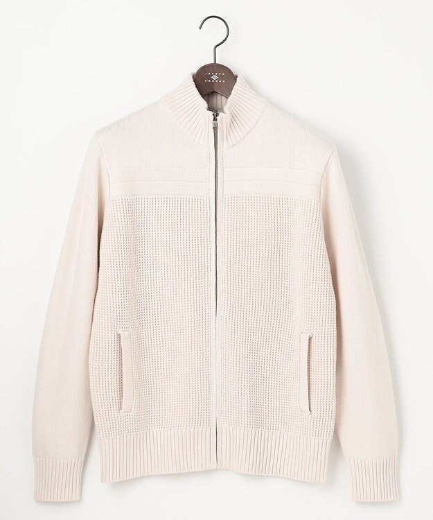 JOSEPH ABBOUD 【キングサイズ・洗える】コットンバルキーニットブルゾン アイボリー系