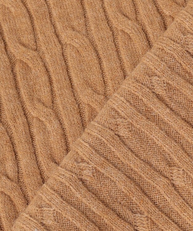 Feroux ケーブル編み×リボン刺繍 ニット カーディガン キャメル系