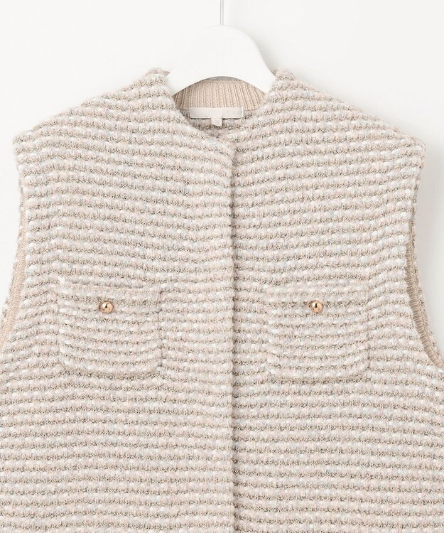 自由区 L ツイード調ニット ジレ ベージュ系