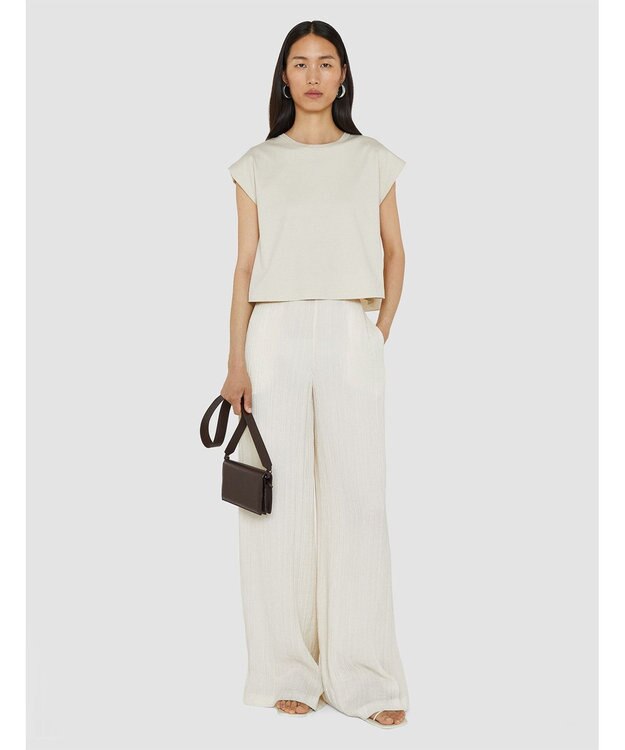 JOSEPH 【洗える】ポプリンジャージー　キャップスリーブティーシャツ Seashell