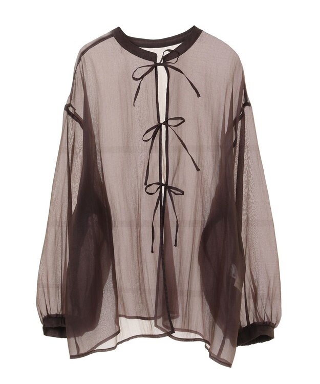 earth music&ecology シアーリボンシャツ Brown