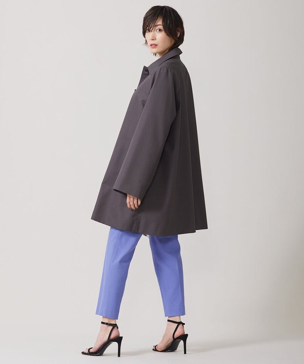 ICB 【撥水加工】ＴＣシャンブレーツイル ステンカラーコート チャコール系