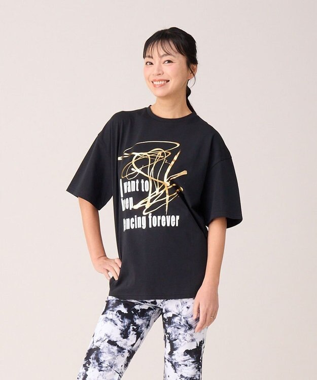 Chacott ダンスプリントオーバーＴシャツ ブラック