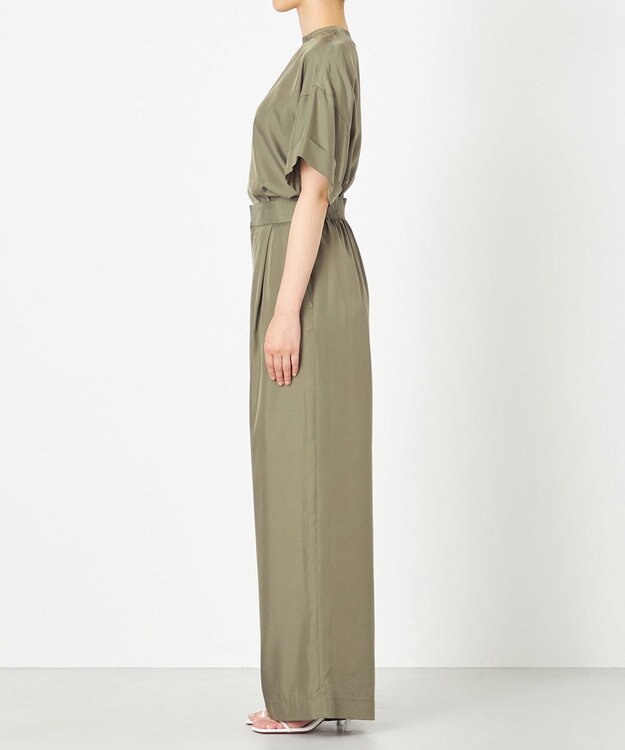 NAVE 【ReNAVE・セットアップ可/洗える/UVケア/接触冷感】フィブリルシャンブレー ワイドパンツ カーキ系