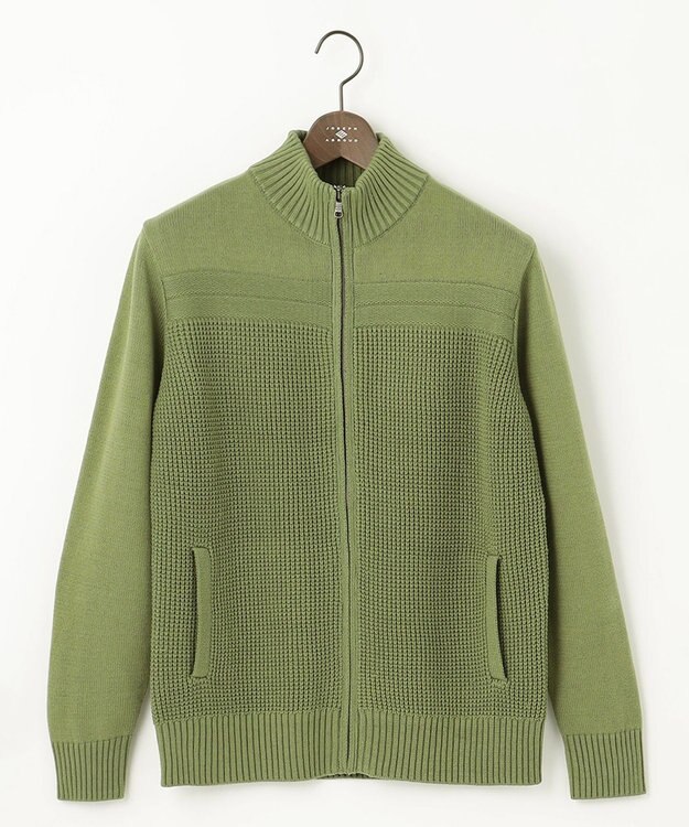 JOSEPH ABBOUD 【洗える】コットンバルキーニットブルゾン スモーキーグリーン系