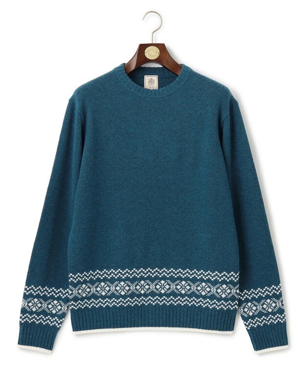 J.PRESS MEN 【WEB限定】フェアアイル クルーネックニット グリーン系