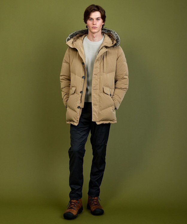 JOSEPH ABBOUD MOUNTAIN 【イージーケア/速乾性/軽量糸使用】 クルーネックコンビ プルオーバー ニット アイボリー系