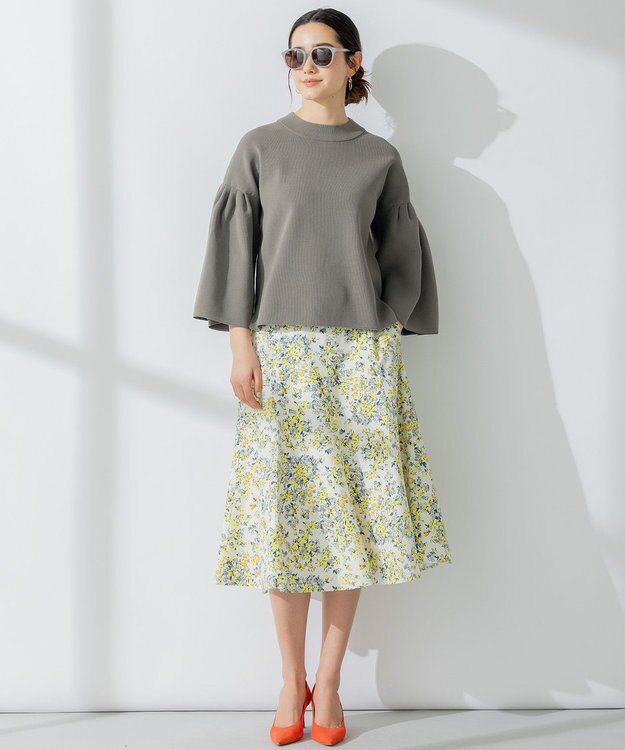 組曲 AMOSSAベルスリーブ ニット ライトグレー系