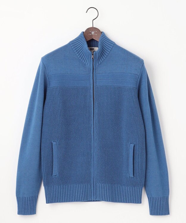 JOSEPH ABBOUD 【洗える】コットンバルキーニットブルゾン ブルー系