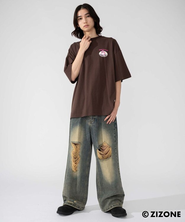 WEGO 【ユニセックス着用ITEM】別注ZIZONEグラフィックT（SS） ブラウン
