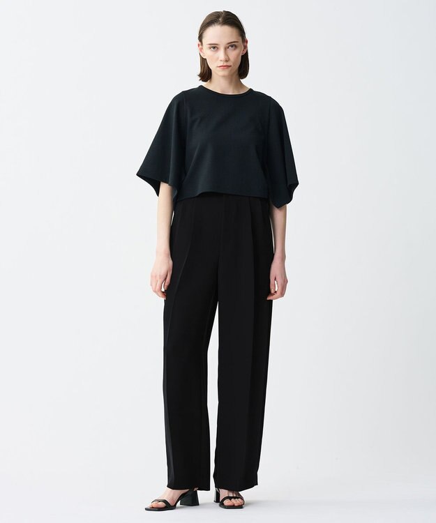 uncrave ダブルフェイスジャージー ハンカチスリーブトップス ブラック