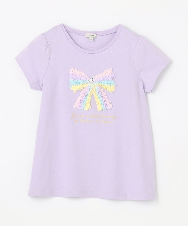 ANY KIDS モシャモシャモチーフ Ｔシャツ ラベンダー×リボン