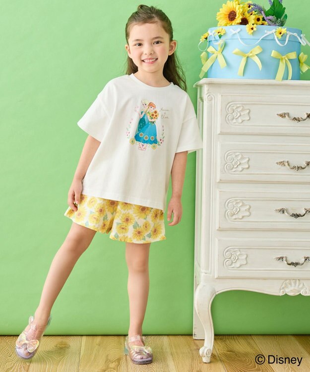 ANY KIDS 【ディズニー/FROZEN】【綿100%】ひんやり オーバーサイズTシャツ 「アナ＆エルサ」（オフホワイト）