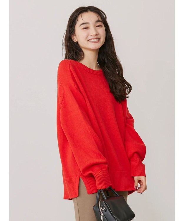 AMERICAN HOLIC クルーネックＢＩＧニットプルオーバー Red