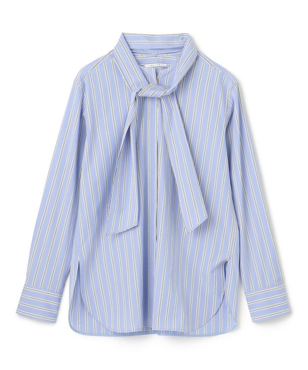 BEIGE， 【洗える】CROIX / コットンボウタイブラウス Sax St