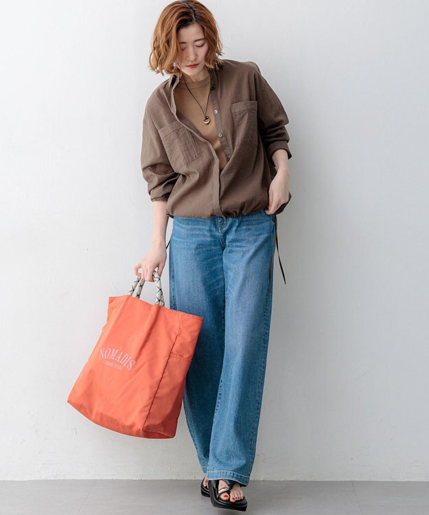 23区 L 【先行予約】スビンギザコットン フレア Tシャツ ブラウン系