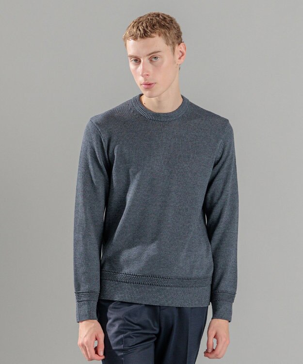 JOSEPH HOMME 【洗える】ハイツイストコード　クルーネックニット ネイビー系