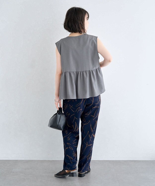 Green Parks 麻調ペプラムｚｉｐベスト Gray Mixture