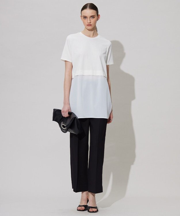 ICB L 【新色追加・UVケア・接触冷感・速乾・防シワ・洗える】 FluidBackSatin  ワイドパンツ ブラック系