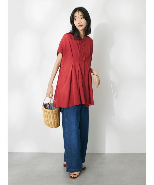 CRAFT STANDARD BOUTIQUE ウ゛ィンテージボイルタックチュニック Red