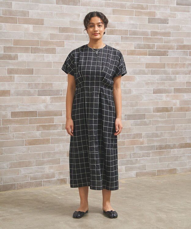 J.PRESS YORK STREET 【WOMEN】リネンライクイージーフィット ワンピース ブラック系3