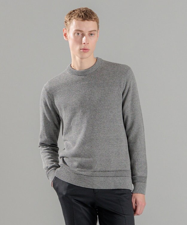 JOSEPH HOMME 【洗える】ハイツイストコード　クルーネックニット グレー系