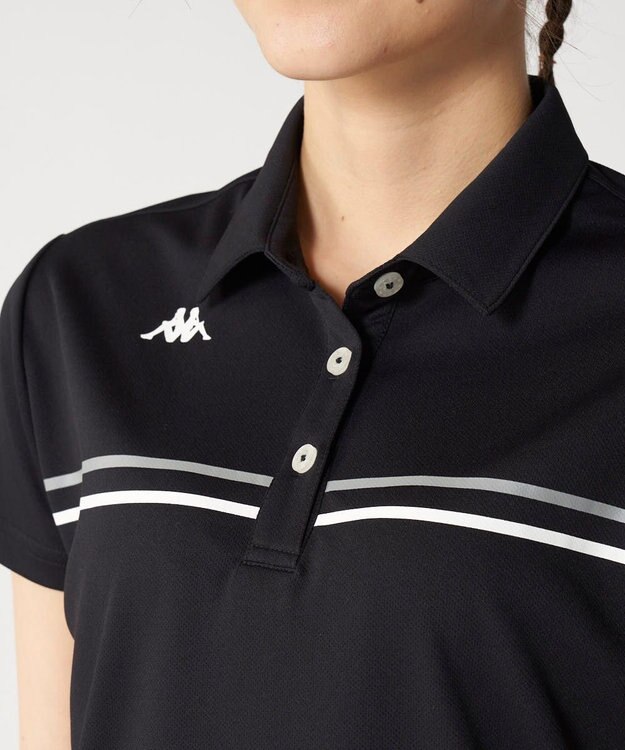 FILA GOLF／marie claire 【Kappa】切り替え半袖ポロシャツ ブラック