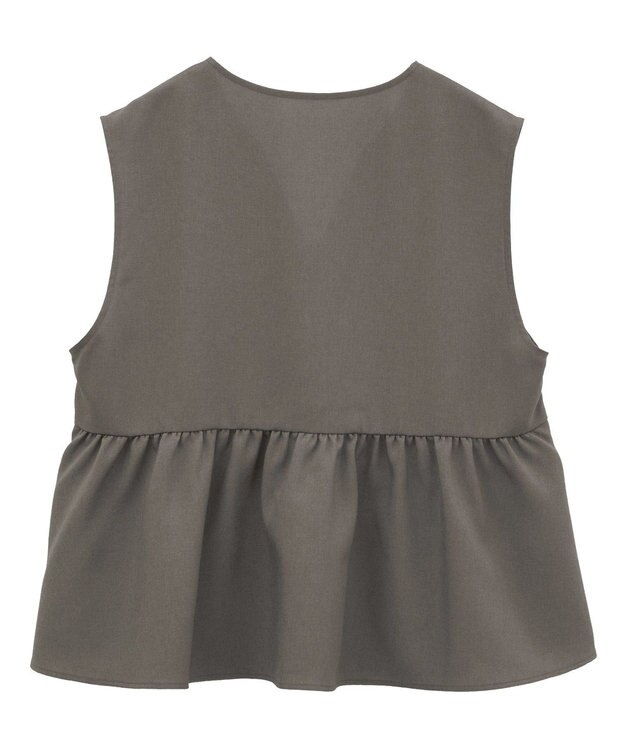 Green Parks 麻調ペプラムｚｉｐベスト Brown