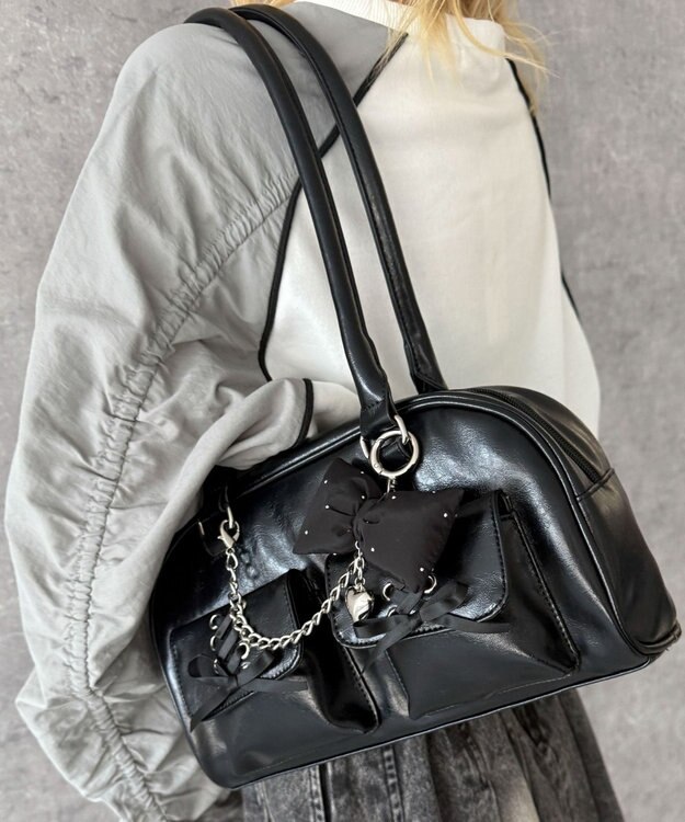 WEGO レースアップボストンバッグ ブラック