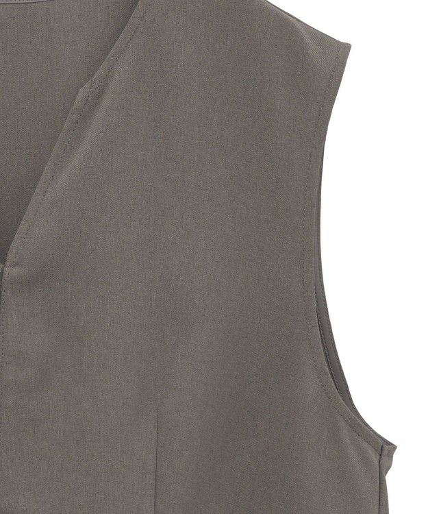 Green Parks 麻調ペプラムｚｉｐベスト Brown