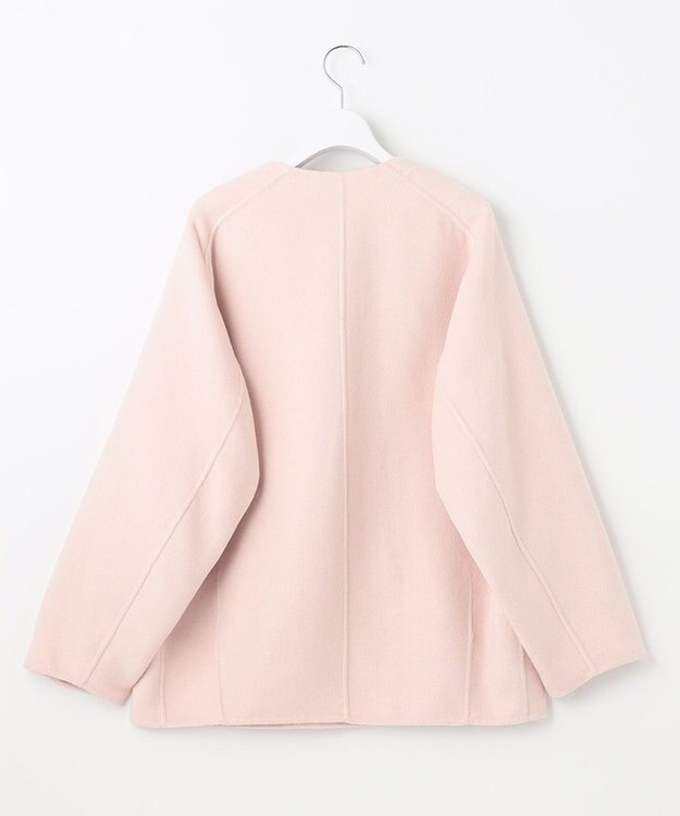 UNFILO 【撥水】ウール混リバー ショートコート ピンク系