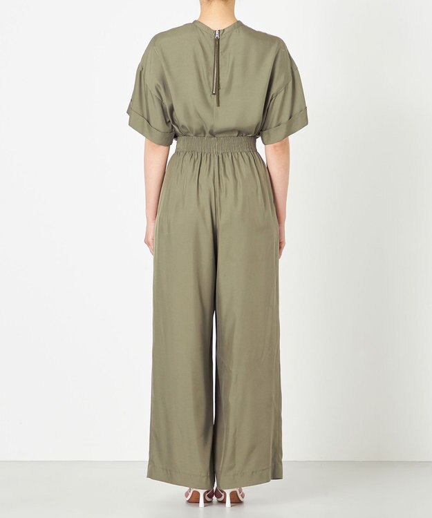 NAVE 【ReNAVE・セットアップ可/洗える/UVケア/接触冷感】フィブリルシャンブレー ワイドパンツ カーキ系