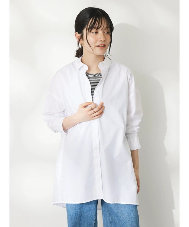 CRAFT STANDARD BOUTIQUE イージーケアコクーンポケ付きチュニック White