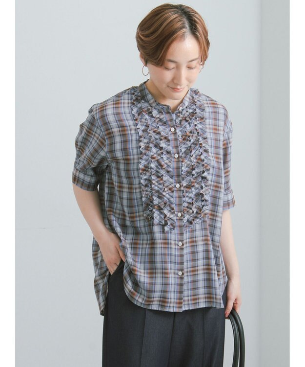 Te chichi チェックフリルブラウス《2026 SUMMER LOOK item》 ブルー