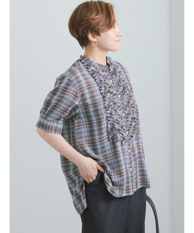 Te chichi チェックフリルブラウス《2026 SUMMER LOOK item》 ブルー