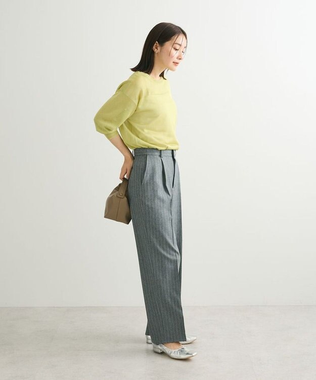 Green Parks ２ｗａｙ　７分袖ブライトシアーニットプルオーバー Green