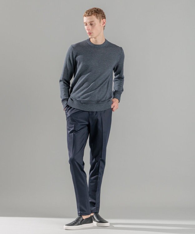 JOSEPH HOMME 【洗える】ハイツイストコード　クルーネックニット ネイビー系